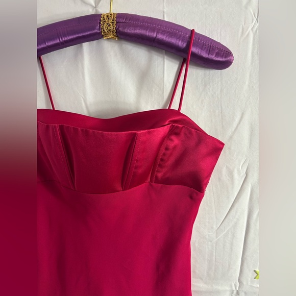 VTG Michaelangelo Fuchsia Satin Mini Gown Size 6 - Picture 5 of 14